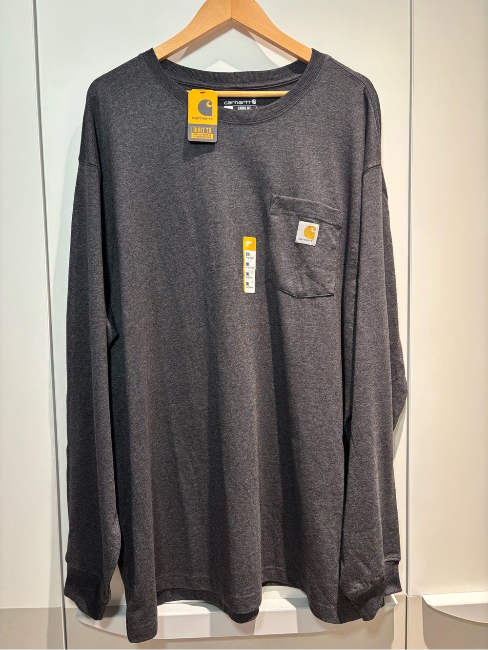 NWT Carhartt Loose Fit Heavyweight Long Sleeve Pocket T-Shirt Gray Men’s  2XL
